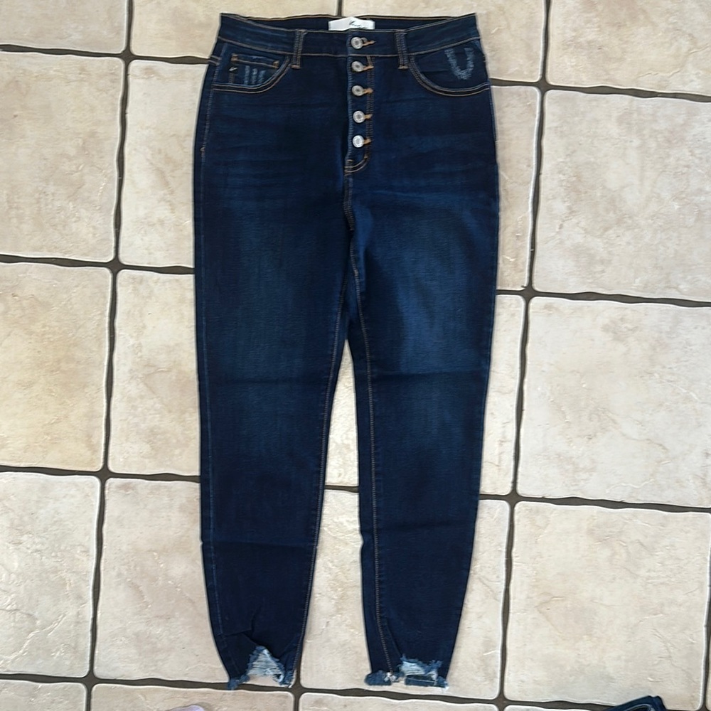 KanCan High Rise Button Fly with Frayed Hem size 13/30